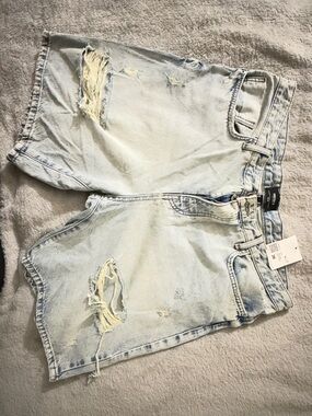 Light Blue Distressed Denim Shorts - Men
